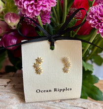 Load image into Gallery viewer, 14ct Gold Plated Cubic Zirconia Triple Stars Climber Earrings - Available in Silver
