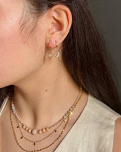 Load image into Gallery viewer, 14ct Gold Plated Mismatched Cubic Zirconia Star And Moon Huggie Earrings