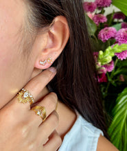 Load image into Gallery viewer, 14ct Gold Plated Cubic Zirconia Climber Earrings