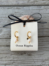 Load image into Gallery viewer, 18ct Gold Plated Fresh Water Pearl Gold Star Huggie Earrings