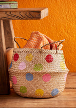 Load image into Gallery viewer, Rainbow Dot Seagrass Basket Large