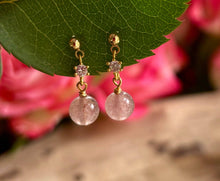 Load image into Gallery viewer, 14ct Gold Plated Strawberry Quartz Drop Earrings