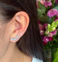 Load image into Gallery viewer, 14ct Gold Plated Cubic Zirconia Triple Stars Climber Earrings - Available in Silver