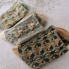 Load image into Gallery viewer, Green Floral Socks - Vintage Crew Socks For Women Cozy
