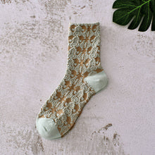 Load image into Gallery viewer, Green Floral Socks - Vintage Crew Socks For Women Cozy