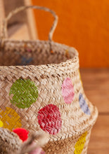 Load image into Gallery viewer, Rainbow Dot Seagrass Basket Large