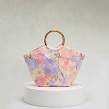 Load image into Gallery viewer, 3D Flowers Pastel Handbag with Bamboo Handle
