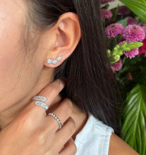 Load image into Gallery viewer, 14ct Gold Plated Cubic Zirconia Triple Stars Climber Earrings - Available in Silver
