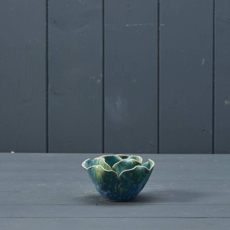 Blue Ceramic Flower Tealight