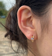 Load image into Gallery viewer, 14ct Gold Plated Curved Cat's Eye Stone Earrings

