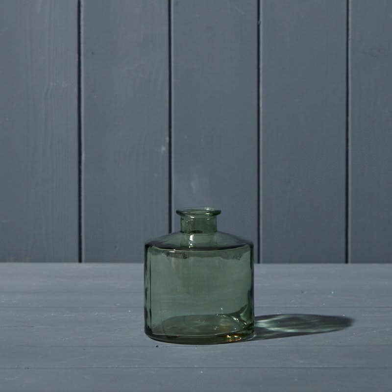 Vintage Green Squat Glass Bottle