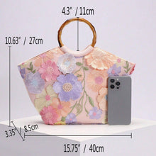Load image into Gallery viewer, 3D Flowers Pastel Handbag with Bamboo Handle

