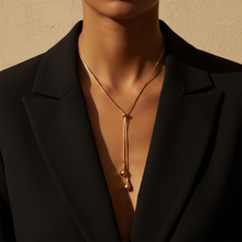 Load image into Gallery viewer, Dainty Lariat Fine Necklace 18k Gold Waterproof Boxed
