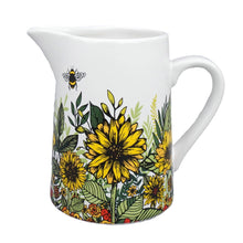 Load image into Gallery viewer, Ceramic Jug Pitcher Vase Sunflower Bee Honey
