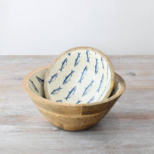Load image into Gallery viewer, Enamel &amp; Wood Fish Bowl, 23cm

