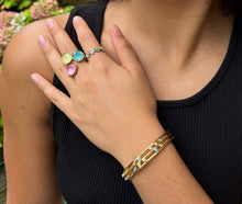 Load image into Gallery viewer, 18ct Gold Plated Faceted Glass Adjustable Ring 
