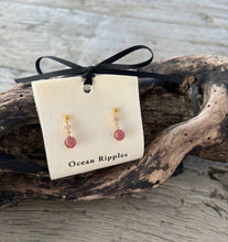 Load image into Gallery viewer, 14ct Gold Plated Strawberry Quartz Drop Earrings
